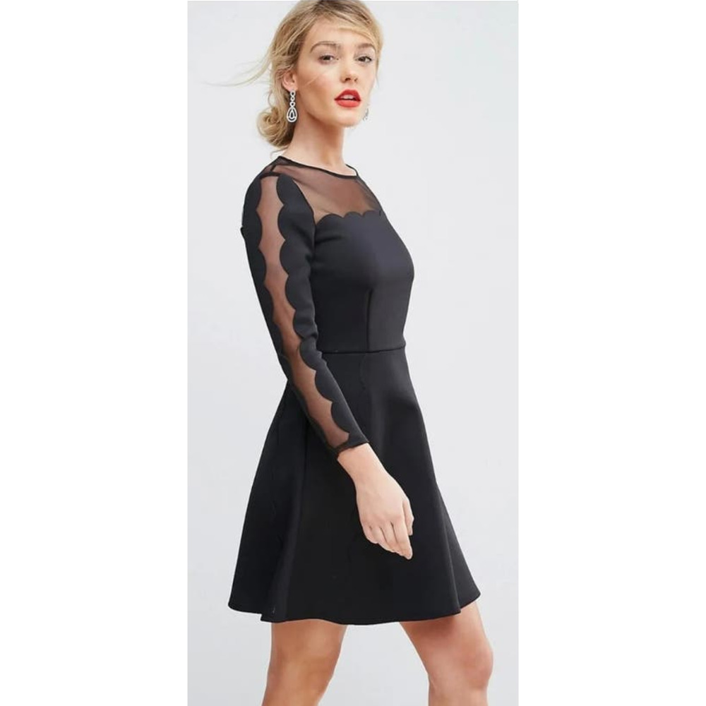 Ted Baker Mesh Panelled Skater Dress Black Size 2 (US Size 6) New NWT